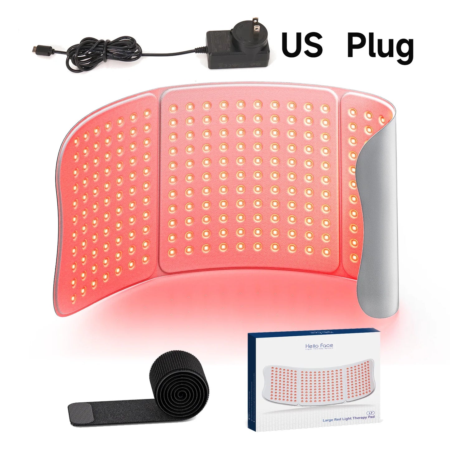 Red Light Therapy Pad 660nm 850nm for Body Pain Relief, Large 30x12inch Mat with Timer - Hello Face L7 Tri-Chip Near Infrared