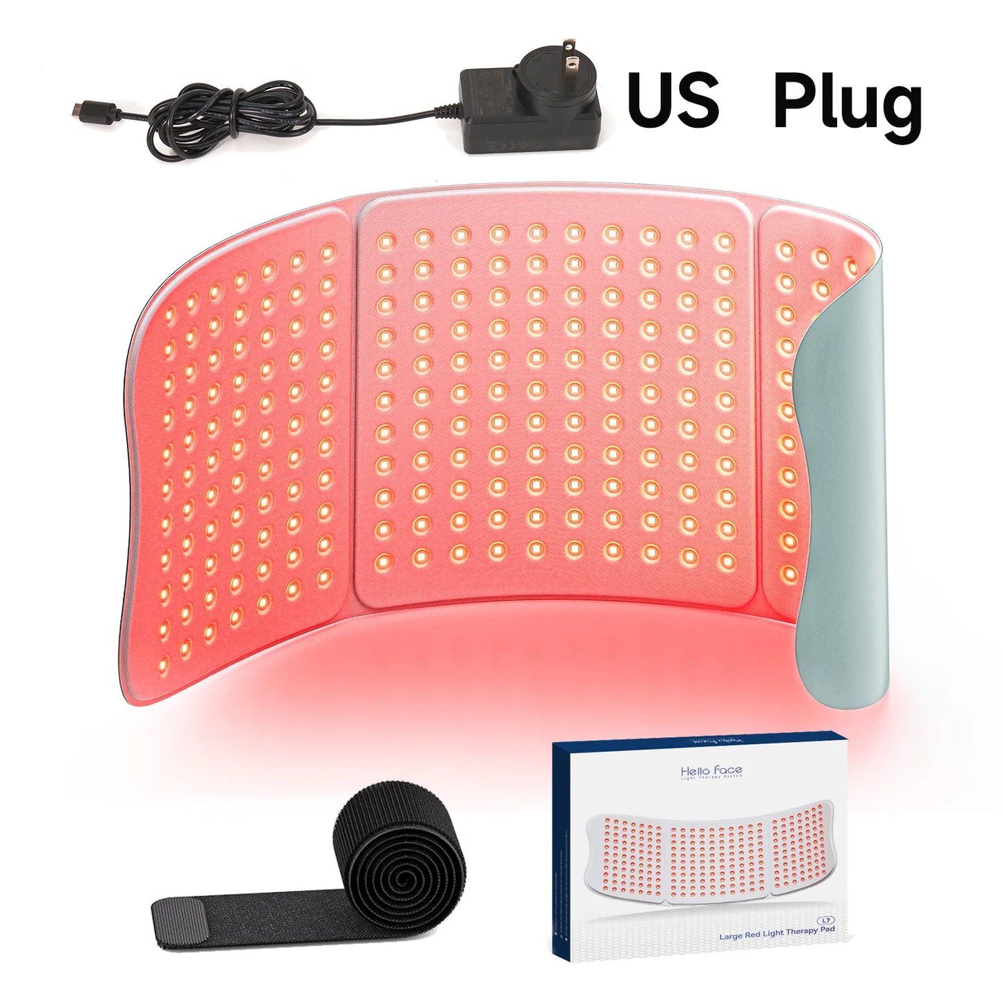 Red Light Therapy Pad 660nm 850nm for Body Pain Relief, Large 30x12inch Mat with Timer - Hello Face L7 Tri-Chip Near Infrared