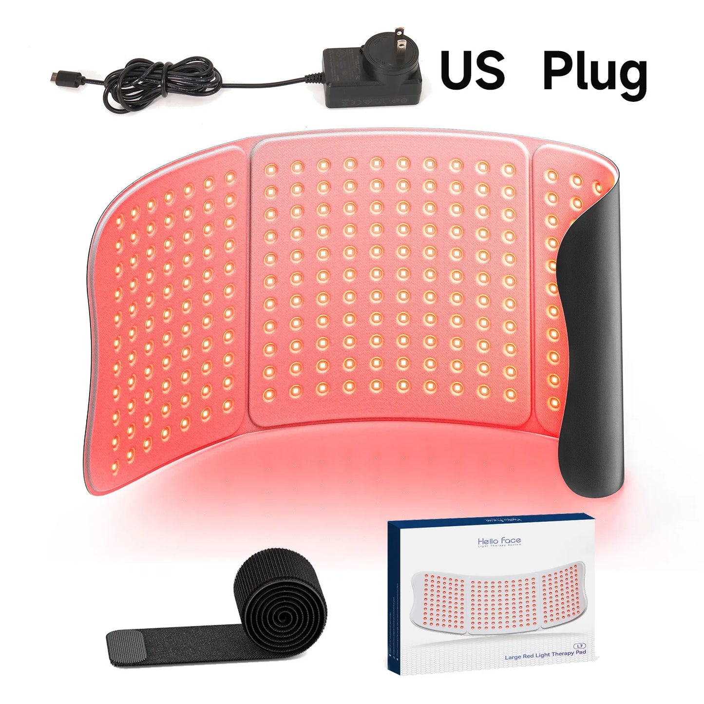 Red Light Therapy Pad 660nm 850nm for Body Pain Relief, Large 30x12inch Mat with Timer - Hello Face L7 Tri-Chip Near Infrared