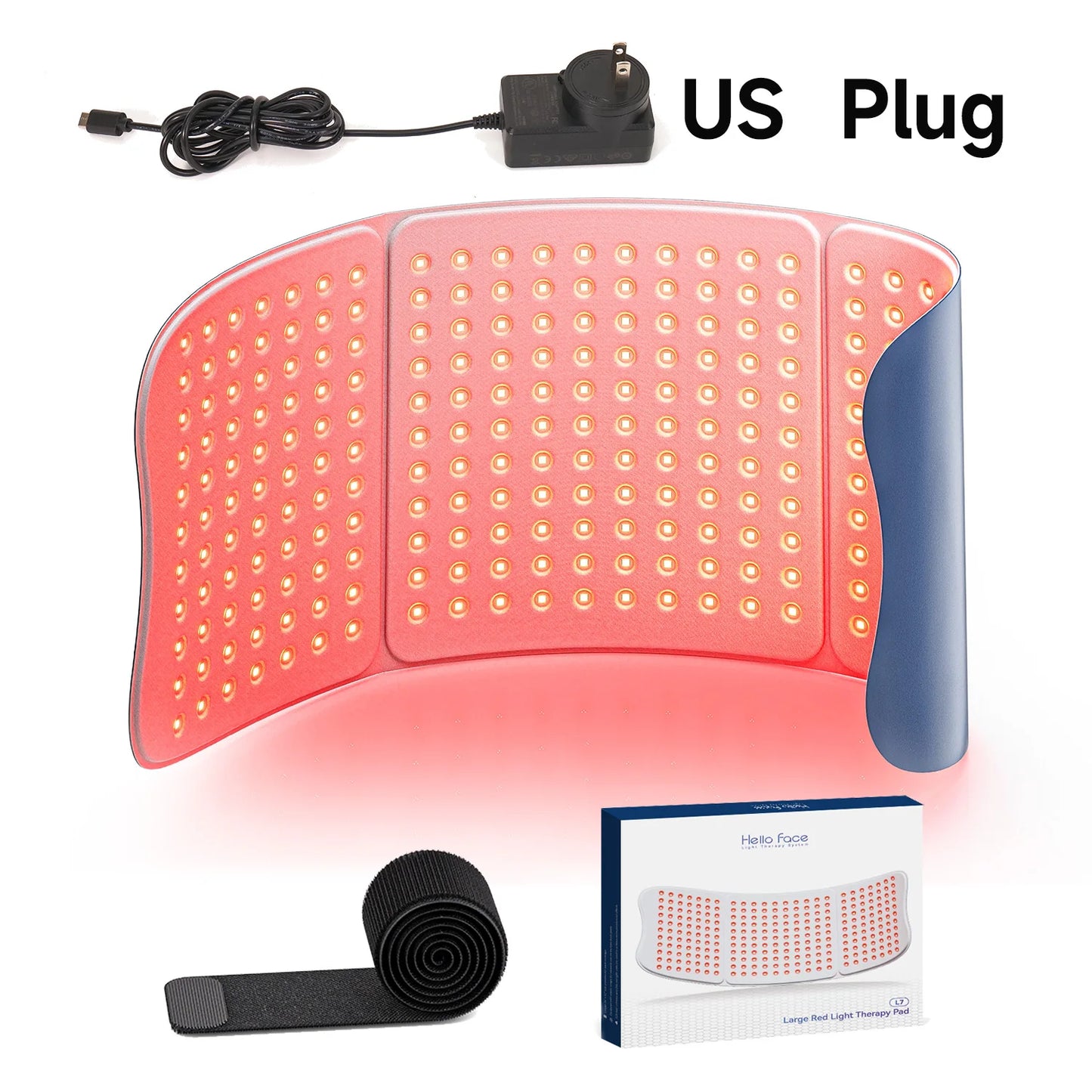 Red Light Therapy Pad 660nm 850nm for Body Pain Relief, Large 30x12inch Mat with Timer - Hello Face L7 Tri-Chip Near Infrared
